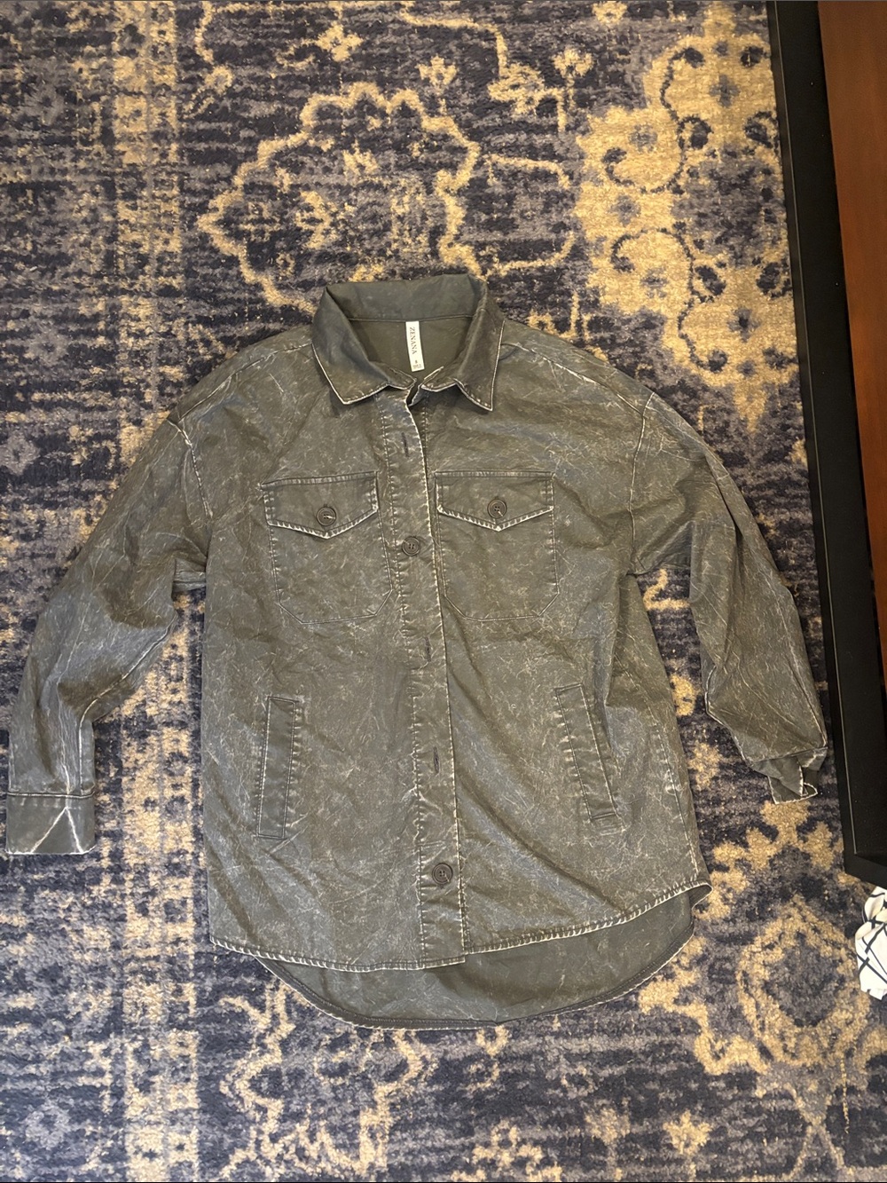 Washed Charcoal Button-Up Jean Jacket